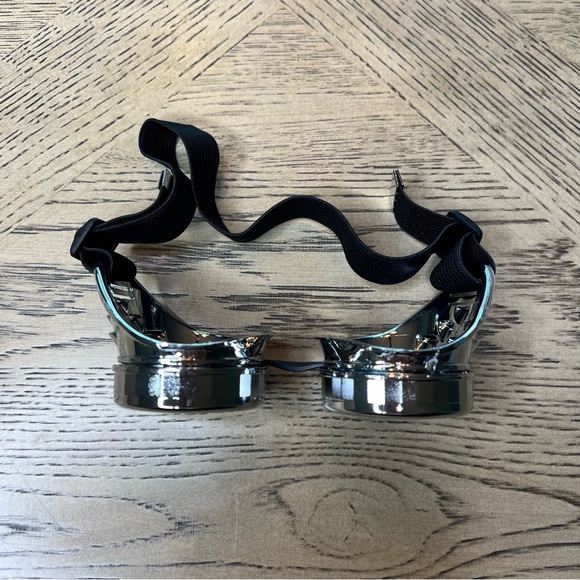 Steampunk Adjustable Halloween Costume Cosplay Round Goggles Black/Chrome OS - Picture 7 of 8